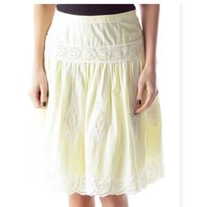 ANTHRO LITHE butter yellow cottage core cotton skirt with eyelet lace 12